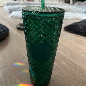 Starbucks Textured Emerald Green Tumbler with Straw